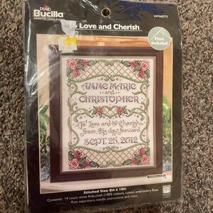 Bucilla "Love and Cherish" Counted Cross Stitch Kit - Pink & Green Floral